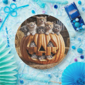 Assiettes En Carton Chatons Dans Citrouille d'Halloween (Fête)