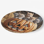 Assiettes En Carton Chatons En Citrouille Halloween (Angle)