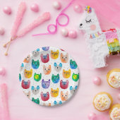 Assiettes En Carton Chats aquarelles et amis (Fête)