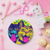 Assiettes En Carton Chats avec langue (Fête)