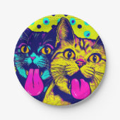 Assiettes En Carton Chats avec langue (Devant)
