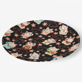 Assiettes En Carton Chats chanceux Maneki Neko (Angle)