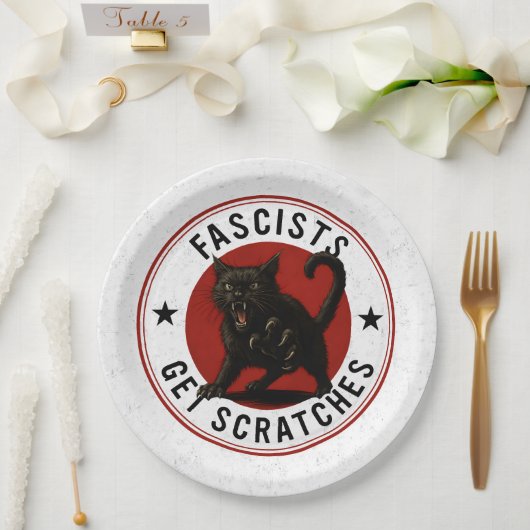 Assiettes En Carton Chats contre les fascistes (Mariage)