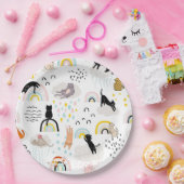 Assiettes En Carton Chats coquins avec Rainbows Motifs sans couture (Fête)