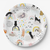Assiettes En Carton Chats coquins avec Rainbows Motifs sans couture (Devant)