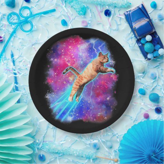 Assiettes En Carton Chats cosmiques Funny Espace extra-atmosphérique T (Fête)