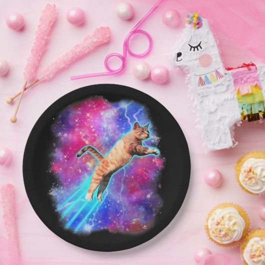 Assiettes En Carton Chats cosmiques Funny Espace extra-atmosphérique T (Fête)