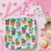 Assiettes En Carton Chats dans les pots à fleurs (Fête)