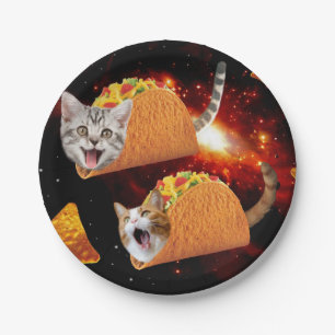 Assiettes En Carton Chats dans les tacos spatiaux