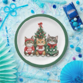 Assiettes En Carton Chats de Noël mignons (Fête)