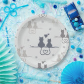 Assiettes En Carton Chats en amour Animaux modernes Silhouette Motif (Fête)