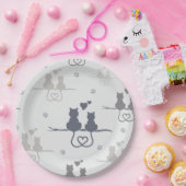 Assiettes En Carton Chats en amour Animaux modernes Silhouette Motif (Fête)