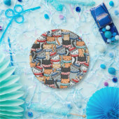 Assiettes En Carton Chats en Écharpes d'hiver et tissu Motif Casquette (Fête)