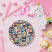 Assiettes En Carton Chats en Écharpes d'hiver et tissu Motif Casquette (Fête)