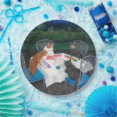 Assiettes En Carton Chats Jouer Mahjong Plaque en papier (Fête)