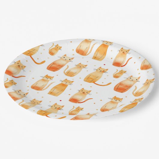 Assiettes En Carton Chats Kitty Orange (Angle)