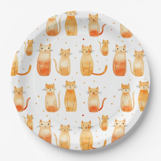 Assiettes En Carton Chats Kitty Orange (Devant)