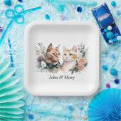 Assiettes En Carton Chats mariages Anniversaires Sur Blanc (Fête)