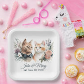 Assiettes En Carton Chats mariages Anniversaires Sur Blanc (Fête)
