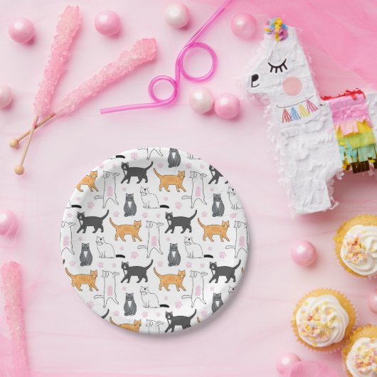 Assiettes En Carton Chats mignons (Fête)