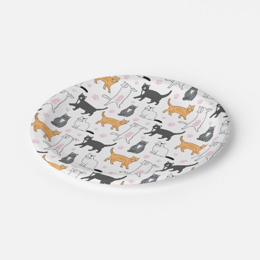Assiettes En Carton Chats mignons (Angle)
