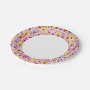 Assiettes En Carton Chats mignons aux coeurs amoureux