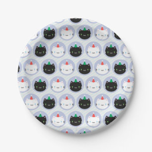 Assiettes En Carton Chats mignons en Casquette de fête