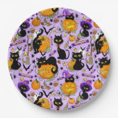 Assiettes En Carton Chats noirs citrouille Halloween Candy (Devant)