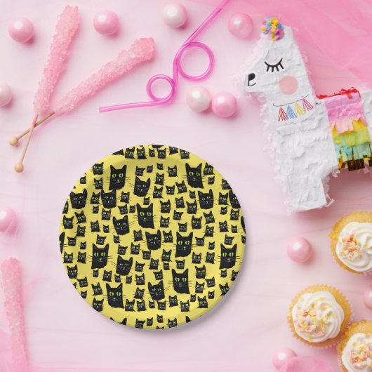 Assiettes En Carton Chats noirs éffrayants (Fête)
