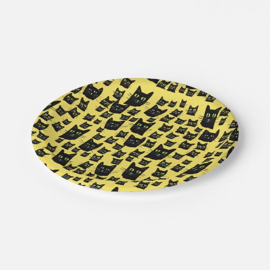 Assiettes En Carton Chats noirs éffrayants (Angle)