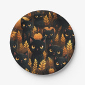 Assiettes En Carton Chats noirs et Citrouilles (Devant)