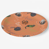 Assiettes En Carton Chats noirs et Halloween en fer à la carreaux (Angle)