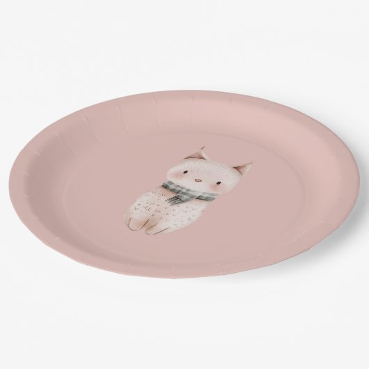 Assiettes En Carton Chats roses (Angle)