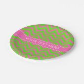 Assiettes En Carton Chaud rose #2 Lime Green LG Chevron Nom Monogramme (Angle)