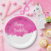 Assiettes En Carton Chaud rose aquarelle Paint Swatch Anniversaire (Fête)