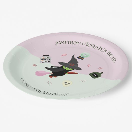 Assiettes En Carton Chaud vert sorcier Halloween anniversaire (Angle)