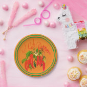 Assiettes En Carton Chauds cheppers sur la frontière verte Terra Cotta (Fête)