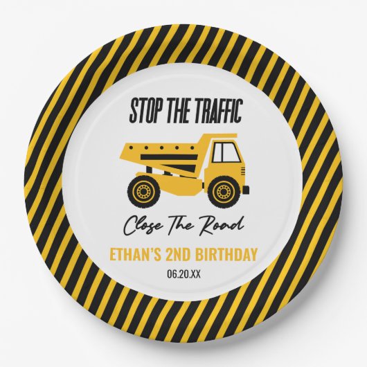 Assiettes En Carton Chauffage de construction Camion Bulldozer fête d' (Devant)