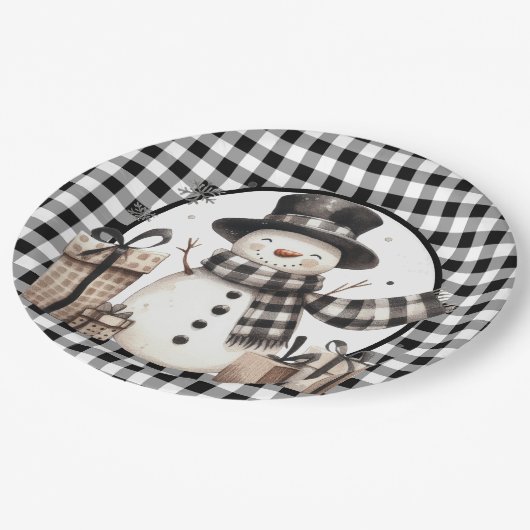 Assiettes En Carton Chauffeur de neige à Buffalo Noir (Angle)