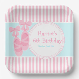 Assiettes En Carton Chaussons de ballet Ballerina fête d'anniversaire