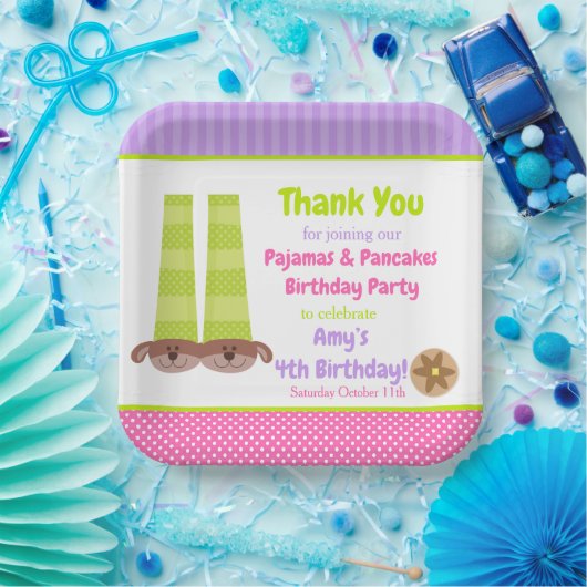 Assiettes En Carton Chaussons de chien Pyjamas & Pancakes Fête d'anniv (Fête)