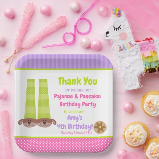 Assiettes En Carton Chaussons de chien Pyjamas & Pancakes Fête d'anniv (Fête)