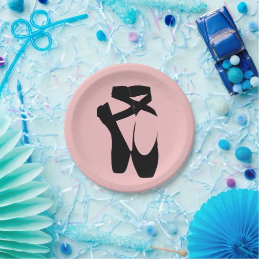 Assiettes En Carton Chaussure à pointe de ballon noir (Fête)