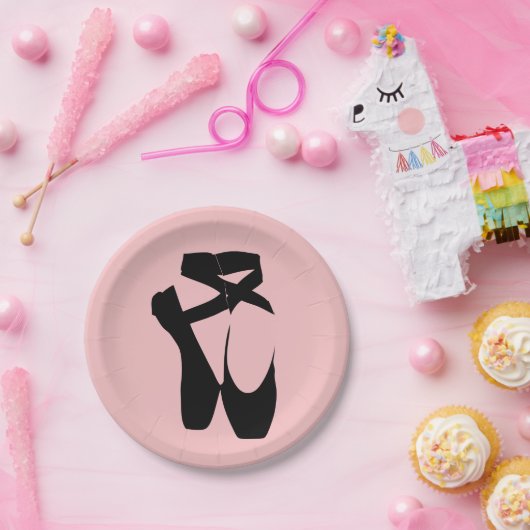 Assiettes En Carton Chaussure à pointe de ballon noir (Fête)