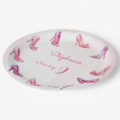 Assiettes En Carton Chaussure à talon rose poupée fille fête d'anniver (Angle)