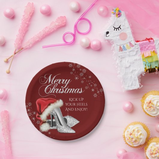 Assiettes En Carton Chaussures à talon élevé Santa Hat Noël (Fête)