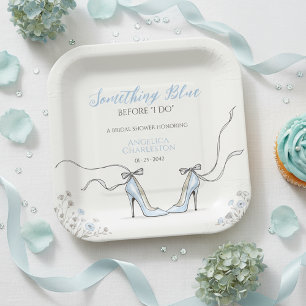 Assiettes En Carton Chaussures à talons bleues élégantes pour la douch