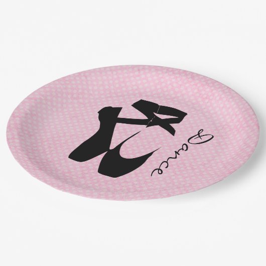 Assiettes En Carton Chaussures de Ballet Noir En Pointe (Angle)