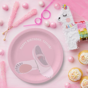 Assiettes En Carton Chaussures de Ballet Rose sur Parti Personnalisé R