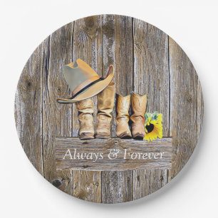 Assiettes En Carton Chaussures de cowboy rustiques Country et Western 